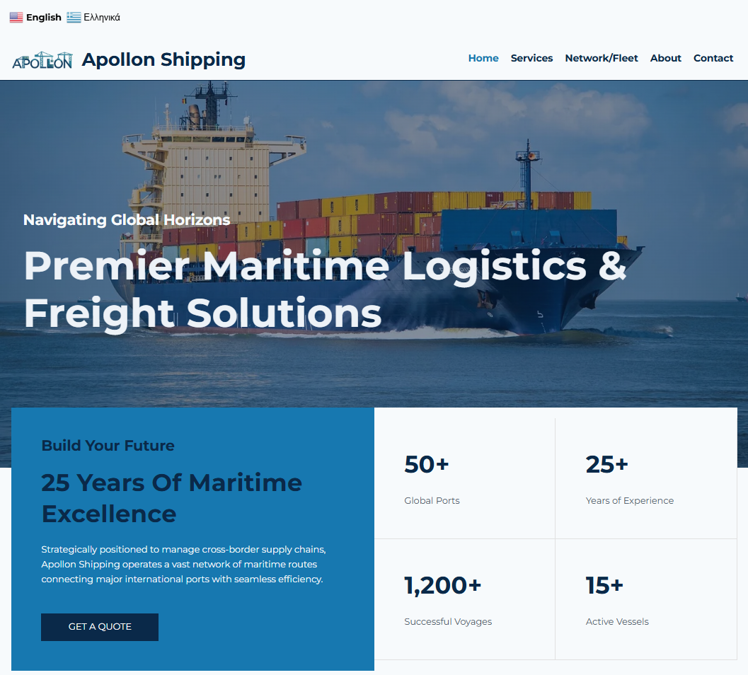 Apollon maritime logistics custom corporate web development